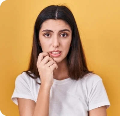 Photo of a woman who looks worried